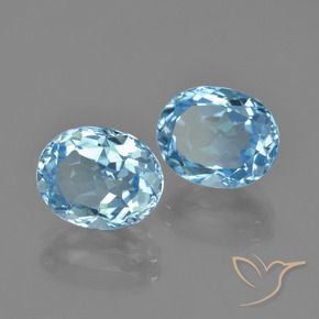 6.51 ctw Blue Topaz Stones, Natural Topaz in Oval Facet Shape for Sale