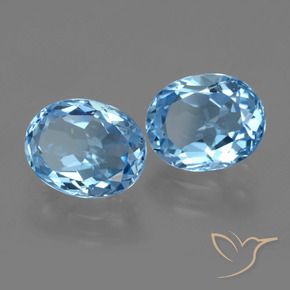 6.52 ctw Blue Topaz Stones, Natural Topaz in Oval Facet Shape for Sale