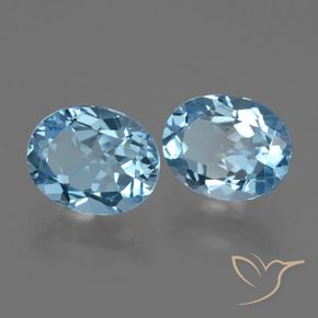 6.08 ctw Blue Topaz Stones, Natural Topaz in Oval Facet Shape for Sale