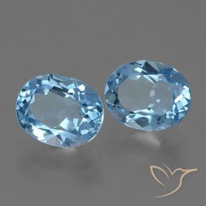 6.40 ctw Blue Topaz Stones, Natural Topaz in Oval Facet Shape for Sale