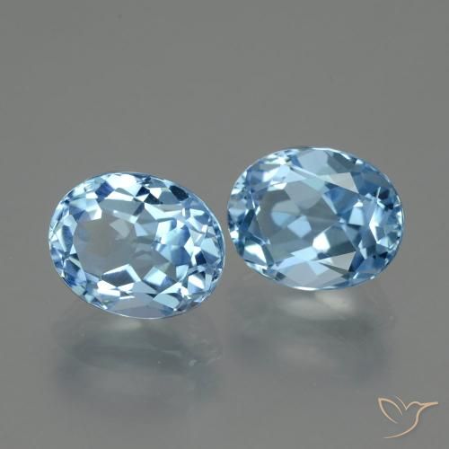 7.03 ctw Blue Topaz Stones, Natural Topaz in Oval Facet Shape for Sale