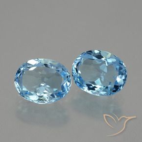 6.74 ctw Blue Topaz Stones, Natural Topaz in Oval Facet Shape for Sale
