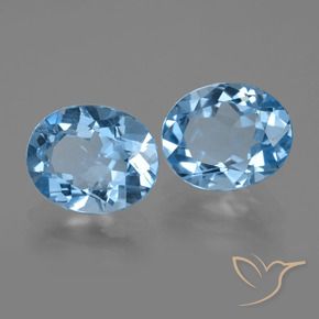 6.04 ctw Blue Topaz Stones, Natural Topaz in Oval Facet Shape for Sale