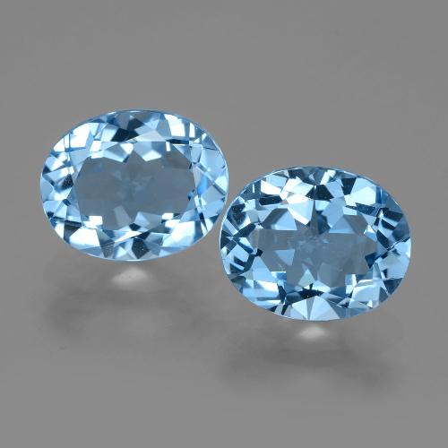 10,1 x 8,1mm Oval Topas-Paar - Gewicht 6,51 ct gesamt / durchschnittl. 3,26 ct, Garantiert natürliche Edelsteine, Blau Farbe in VVS Reinheit, Mohs-Härte 8 Geeignet für den täglichen Gebrauch im Schmuck, November Geburtsstein, Photo A