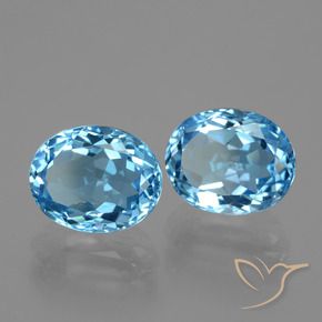 6.81 ctw Blue Topaz Stones, Natural Topaz in Oval Facet Shape for Sale