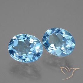 7.13 ctw Blue Topaz Stones, Natural Topaz in Oval Facet Shape for Sale
