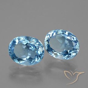 6.92 ctw Blue Topaz Stones, Natural Topaz in Oval Facet Shape for Sale