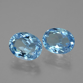 6.70 ctw Blue Topaz Stones, Natural Topaz in Oval Facet Shape for Sale