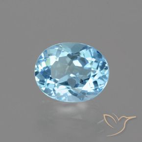 3.20 ct Blue Topaz Stone, Natural Topaz in Oval Facet Shape for Sale
