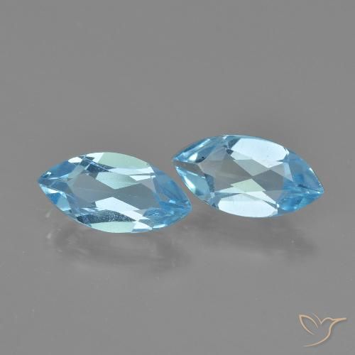 2.31 ct Loose Sky Blue Topaz, 10.1 x 5.1 mm Marquise Cut From Brazil, Photo A