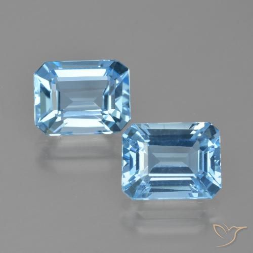 5.86 ct Sky Blue Topaz, 9.1 x 7.1 mm Octagon Cut From Brazil, Photo A