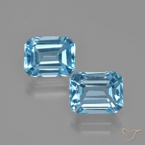 5.97 ct Sky Blue Topaz, 8.9 x 7 mm Octagon Cut From Brazil, Photo A