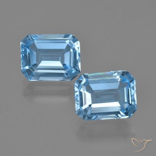 4.87ctw Natural Swiss Blue Topaz, Emerald Cut, VVS-VS