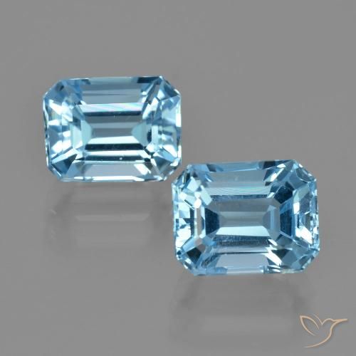 6.43ctw Natural Swiss Blue Topaz, Emerald Cut, VVS-VS