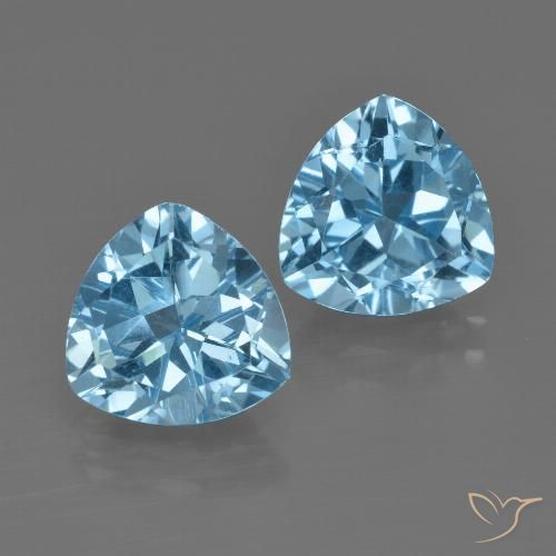 5.65 ct Swiss Blue Topaz, 9.1 x 9 mm Trillion Cut From Brazil, Photo A