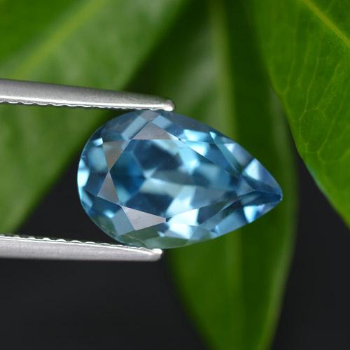 Лондон-Блю Топаз Камень - 3.9ct Фасетная Груша (ID: 414704)