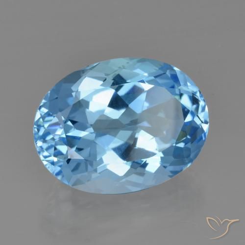 23.58 ct Blue Topaz Stone, Natural Topaz in Oval Facet Shape for Sale