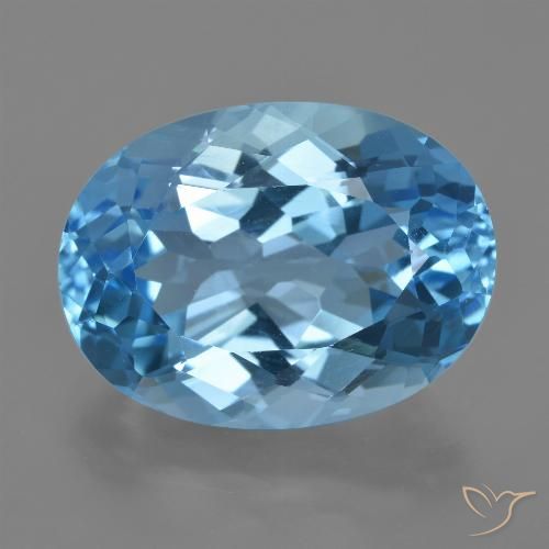 22.72ct Natural Swiss Blue Topaz, Oval, VVS-VS