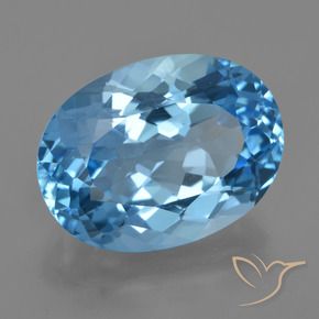 22.72 ct Blue Topaz Stone, Natural Topaz in Oval Facet Shape for Sale