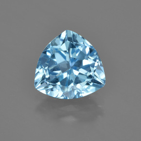 3.44 ct Blue Topaz Gemstone, Topaz Gem in Trillion Facet Shape for Sale.