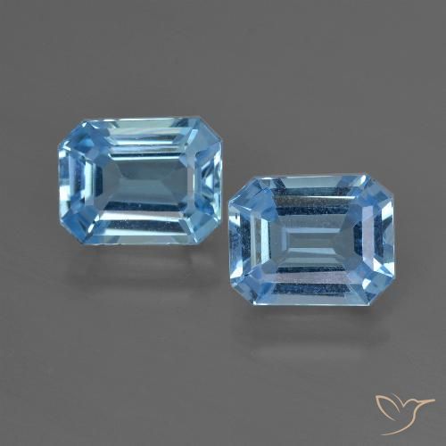 5.26 ct Loose Swiss Blue Topaz, 9 x 7.2 mm Octagon Cut From Brazil, Photo A