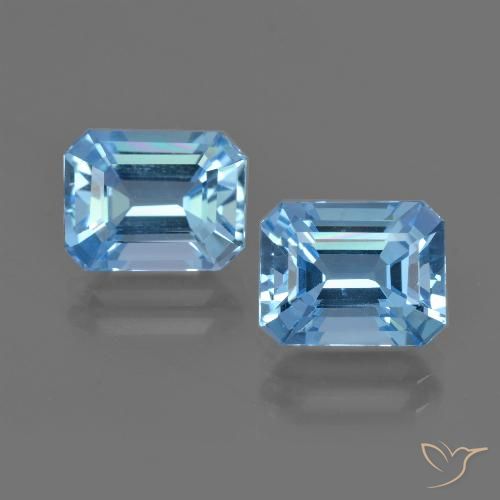 5.87 ct Loose Swiss Blue Topaz, 9.2 x 7.1 mm Octagon Cut From Brazil, Photo A