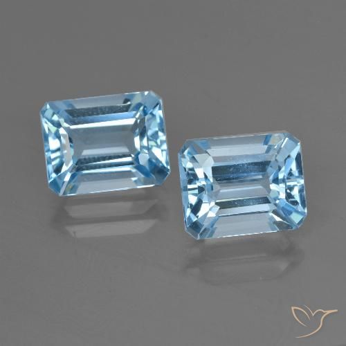 5.81 ct Loose Sky Blue Topaz, 8.9 x 6.9 mm Octagon Cut From Brazil, Photo A