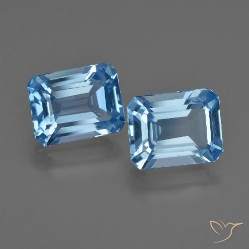 5.5 ct Loose Swiss Blue Topaz, 9.1 x 7.2 mm Octagon Cut From Brazil, Photo A