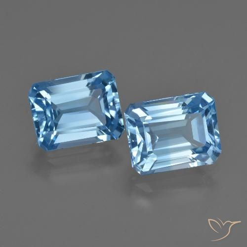5.83 ct Loose Swiss Blue Topaz, 9 x 7.1 mm Octagon Cut From Brazil, Photo A