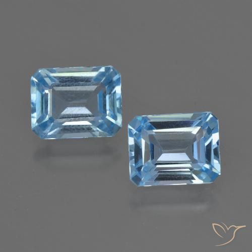 5.73 ct Loose Sky Blue Topaz, 9.2 x 7.2 mm Octagon Cut From Brazil, Photo A