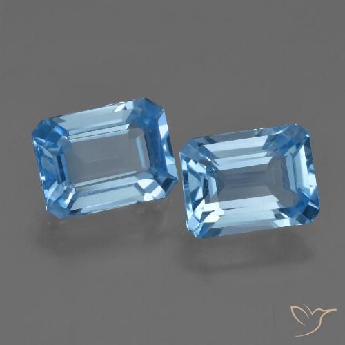 4.64 ct Loose Swiss Blue Topaz, 8.6 x 6.5 mm Octagon Cut From Brazil, Photo A