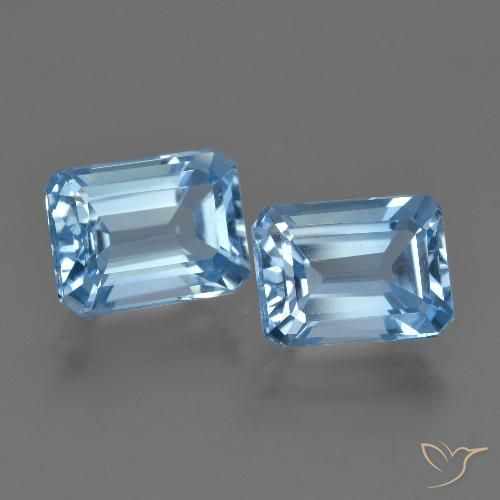 5.01 ct Sky Blue Topaz, 8.7 x 6.6 mm Octagon Cut From Brazil, Photo A