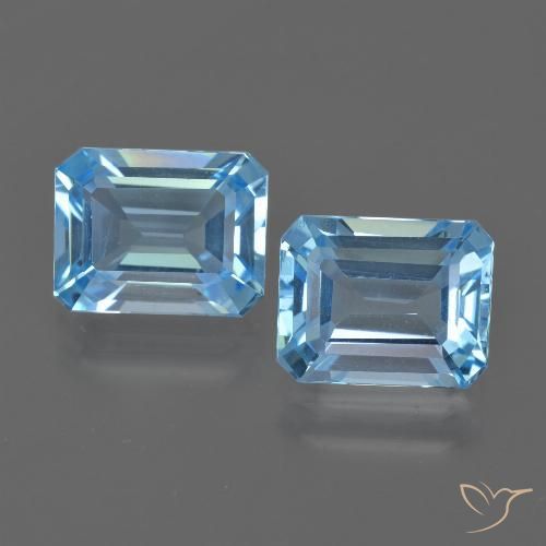 5.23 ct Swiss Blue Topaz, 8.8 x 7 mm Octagon Cut From Brazil, Photo A