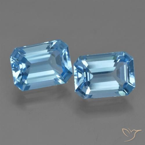 5.02 ct Loose Swiss Blue Topaz, 9.2 x 6.8 mm Octagon Cut From Brazil, Photo A