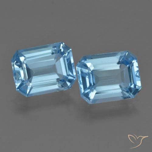 5.33 ct Swiss Blue Topaz, 8.9 x 7 mm Octagon Cut From Brazil, Photo A