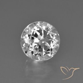 3.05 ct White Topaz Stone, Natural Topaz in Round Facet Shape for Sale