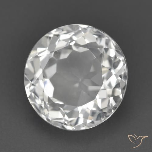 3.57 ct White Topaz Stone, Natural Topaz in Round Facet Shape for Sale