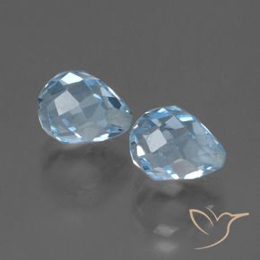 5.18 ctw Blue Topaz Stones, Natural Topaz in Half-Drilled Briolette Shape for Sale