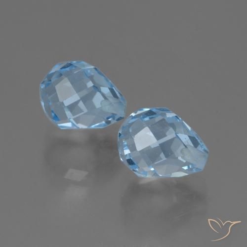 5.06 ctw Blue Topaz Stones, Natural Topaz in Half-Drilled Briolette Shape for Sale