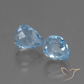 4.96 ctw Blue Topaz Stones, Natural Topaz in Half-Drilled Briolette Shape for Sale