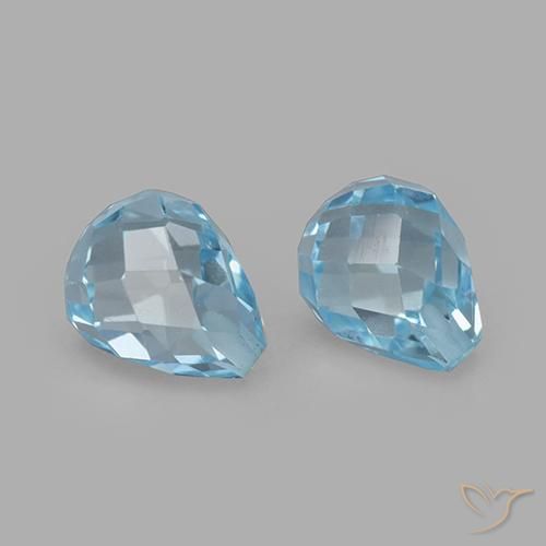 4.95 ctw Blue Topaz Stones, Natural Topaz in Half-Drilled Briolette Shape for Sale