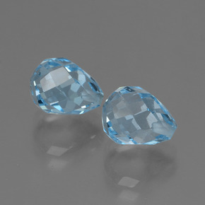 5.26 ctw Blue Topaz Stones, Natural Topaz in Half-Drilled Briolette Shape for Sale