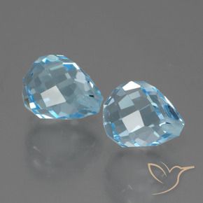5.29 ctw Blue Topaz Stones, Natural Topaz in Half-Drilled Briolette Shape for Sale