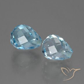 5.25 ctw Blue Topaz Stones, Natural Topaz in Half-Drilled Briolette Shape for Sale