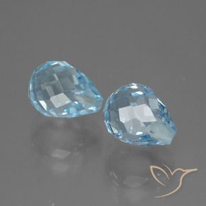 4.98 ctw Blue Topaz Stones, Natural Topaz in Half-Drilled Briolette Shape for Sale
