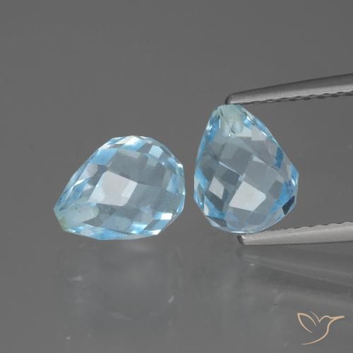 5.07 ct Loose Swiss Blue Topaz, 8 mm Briolette From Brazil, Photo A