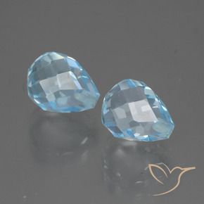 5.07 ctw Blue Topaz Stones, Natural Topaz in Half-Drilled Briolette Shape for Sale