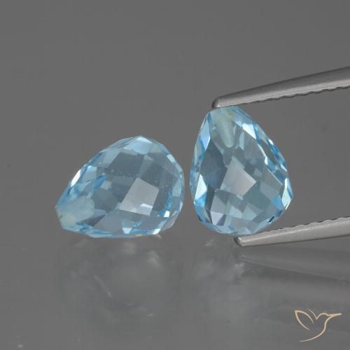 5 ct Loose Swiss Blue Topaz, 8.2 mm Briolette From Brazil, Photo A