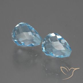 5.00 ctw Blue Topaz Stones, Natural Topaz in Half-Drilled Briolette Shape for Sale