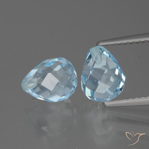 5.08 ct Sky Blue Topaz, 8 mm Briolette From Brazil, Photo A